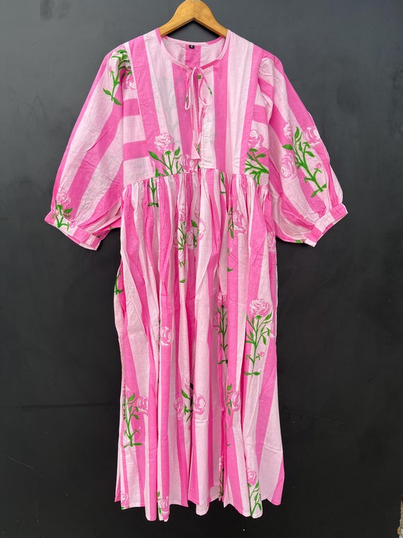 Floral Print Cotton Midi Dress: Deep Neck Summer Dress Lightweight Flowy for Warm Days Floral Print Cotton Midi Dress: Deep Neck Summer Dress Lightweight Flowy for Warm Days