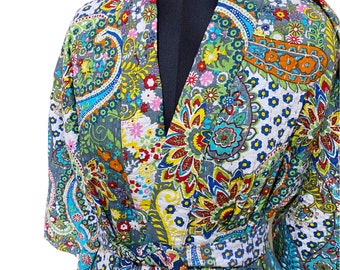 Ręcznie robiona bawełniana kurtka kimono Kantha: pikowana szata indyjska