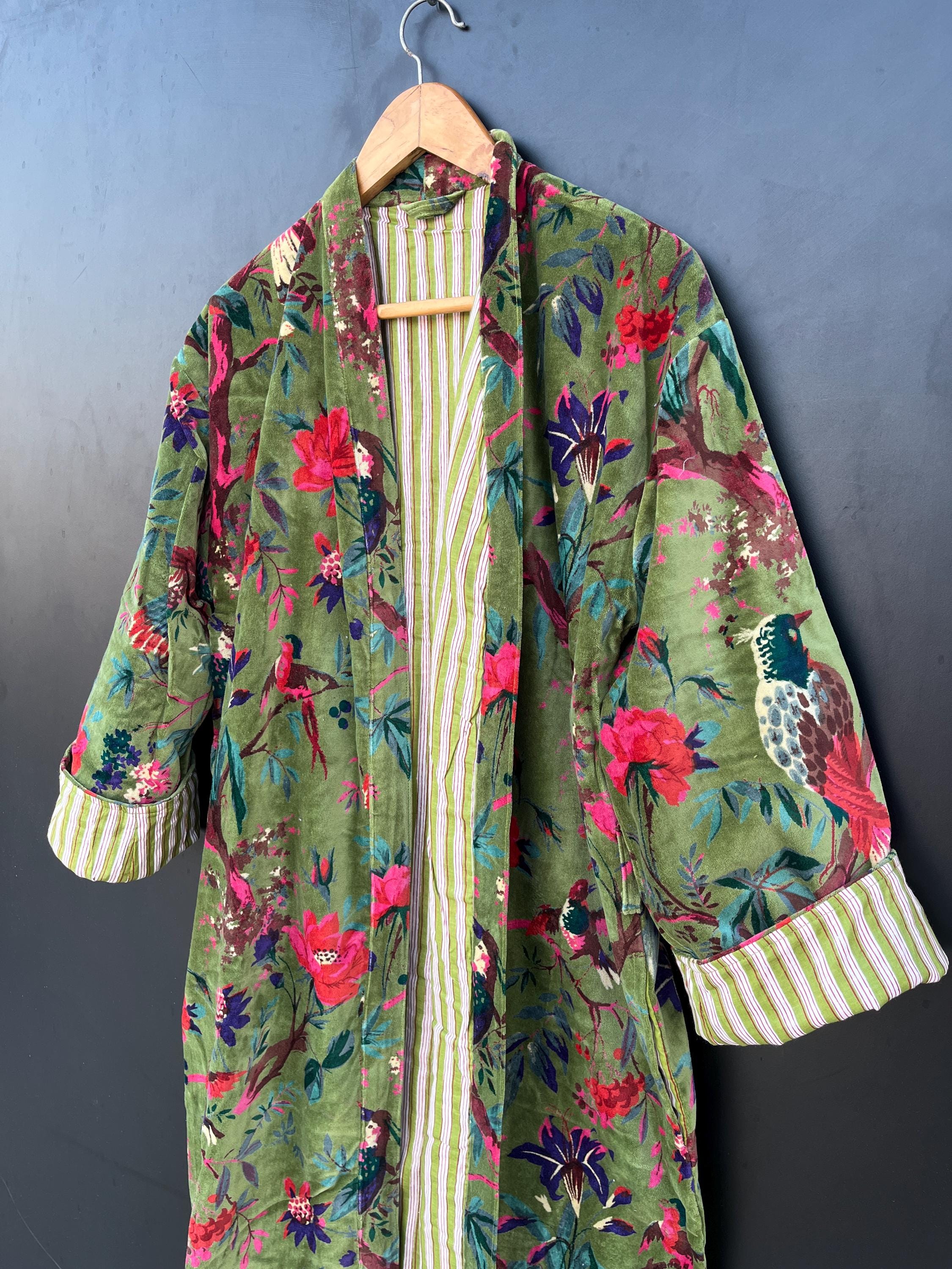 Velvet Kimono Robes, Morning Tea Velvet Coat, Bridesmaid Robe, Women Wear Cotton Velvet robe, Velvet Jacket, Bridal Robe