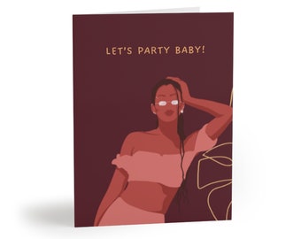 Let's Party Baby Cards in Ruby (8 pcs)