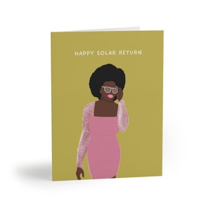 Happy Solar Return Cards in Deep Chartreuse 8 pack image 1