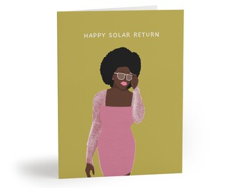 Happy Solar Return Cards in Deep Chartreuse (8 pack)