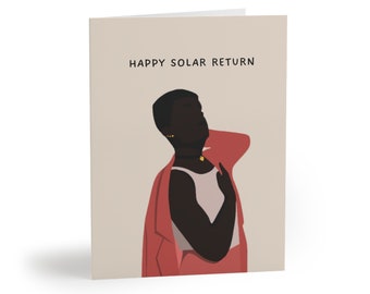 Cartes de retour Happy Solar en crème (paquet de 8)