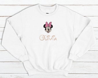 Personalized Minnie Embroidered Baby Sweatshirt, Disney Sweatshirt with Name, Kids Girl Gift