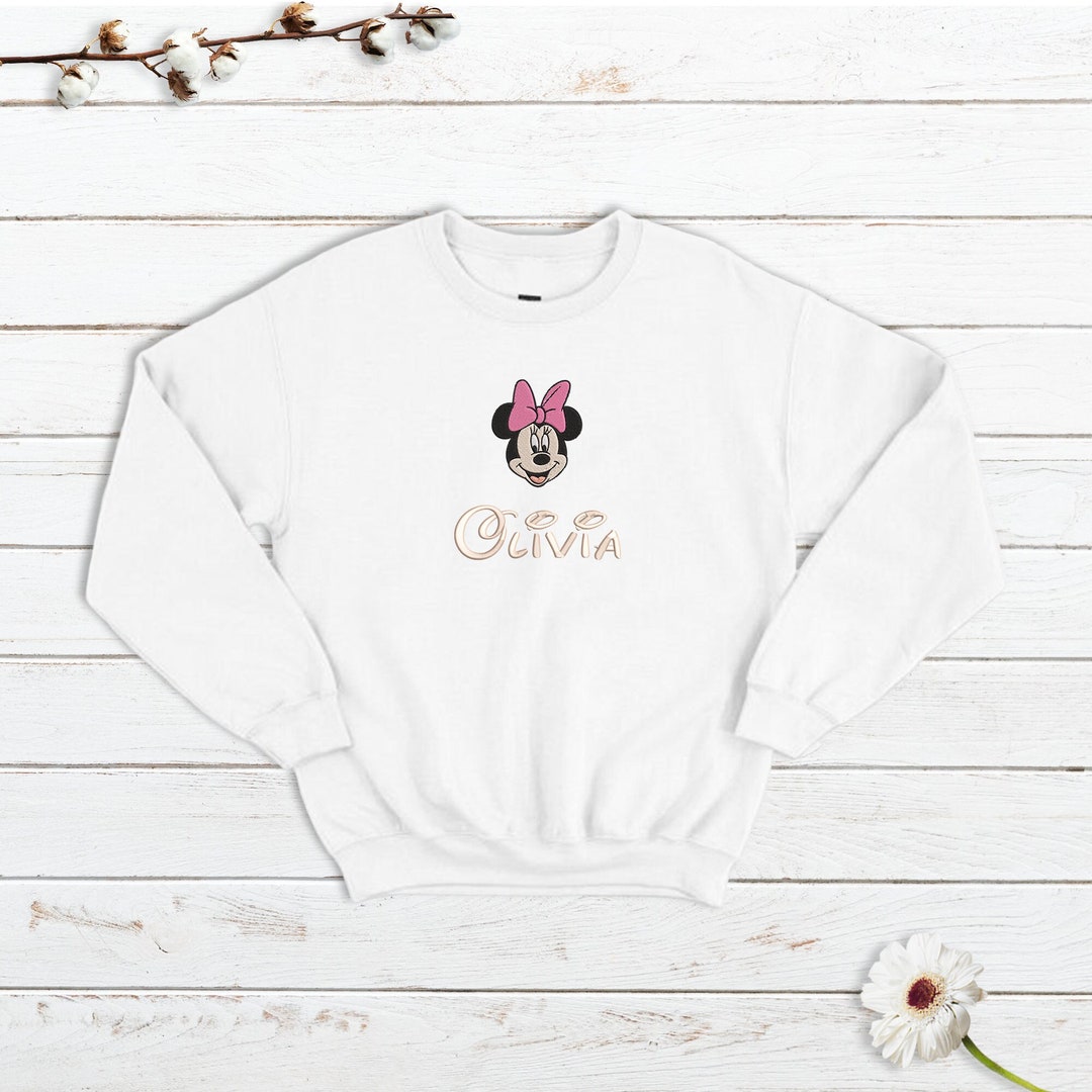 Personalized Minnie Embroidered Baby Sweatshirt, Disney Sweatshirt With