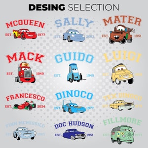 Cars Characters Couple Sweatshirt, Personalized Friend Gift, Cars Lightning Mcqueen and Sally Embroidered Sweatshirt, Cartoon Funny Sweat zdjęcie 4