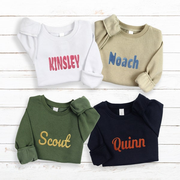 Personalized Sweatshirts for Kids boys, First Birthday Gift Girl Name, Embroidered Toddler Crewneck Sweatshirt, Customized Child Sweatshirt