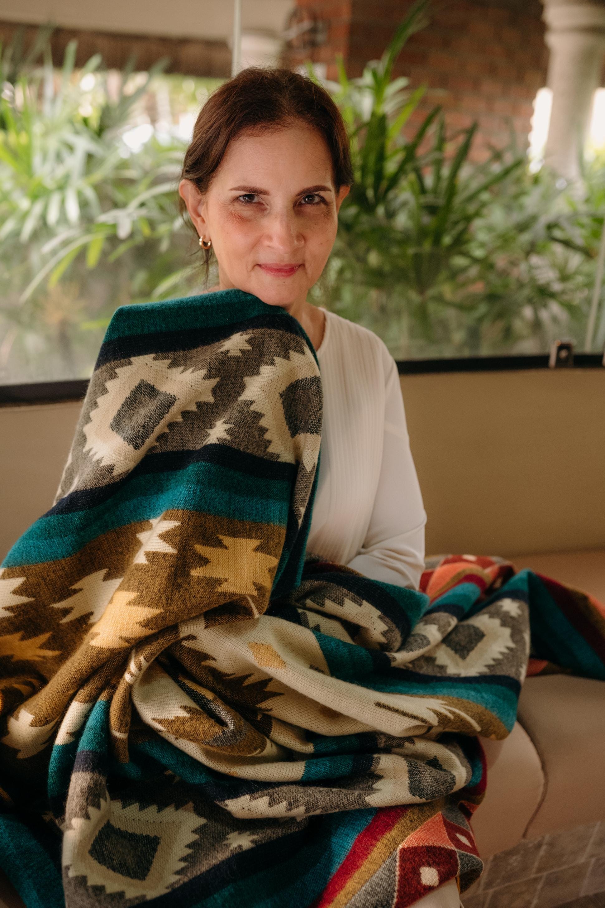 Teal Alpaca Wool Throw Soft Reversible Blanket