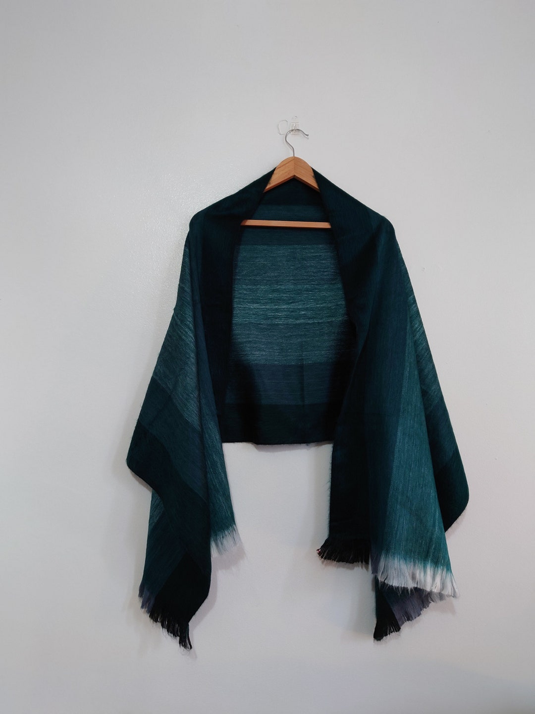 Alpaca Shawl Peacock Emerald Greenwedding Shawl Bridesmaid Shawl Luxury