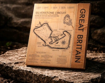 Silverstone Circuit Wall Art, British F1 Track Map, Canvas Wood Motorsport Décor