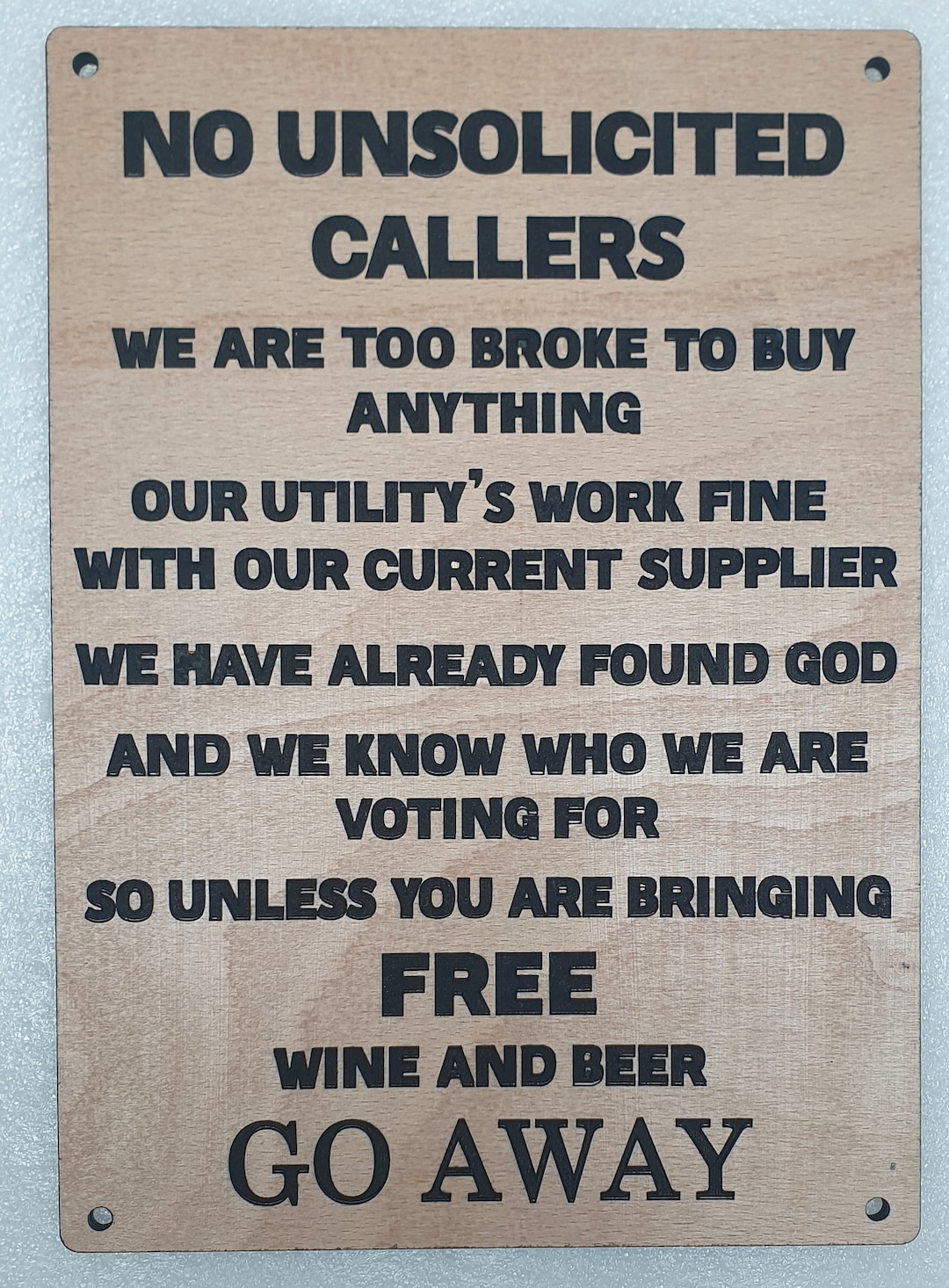 No Cold Callers Sign Sign for Unsolicited Callers Funny Door - Etsy UK