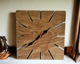 simple wall clock, stylish wall clock, oak clock, wooden clock, hand made clock, natural clock, wall clock, modern wall clock, cool clock.