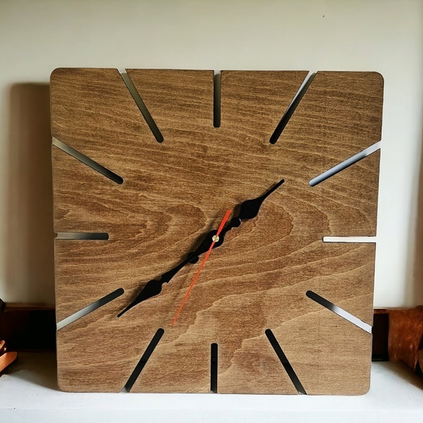 simple wall clock, stylish wall clock, oak clock, wooden clock, hand made clock, natural clock, wall clock, modern wall clock, cool clock.