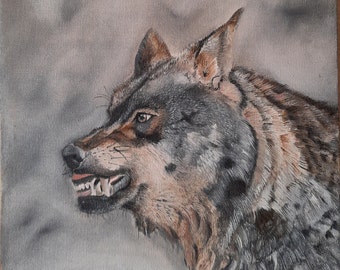 Original Wolf Painting, Oil Painting, Oil on Canvas, Wild, Animal, Wolf Illustration, Home Decor , Wall Art, Photorealistic, Realistic Art,