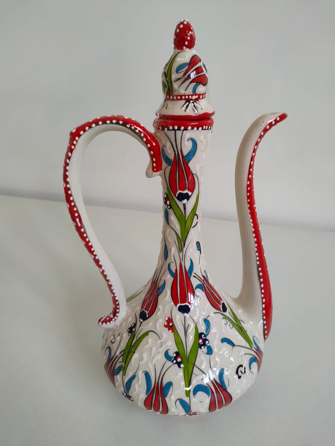 Decorative Turkish Ceramic Vase, Handmade Ceramic Colorful Vase