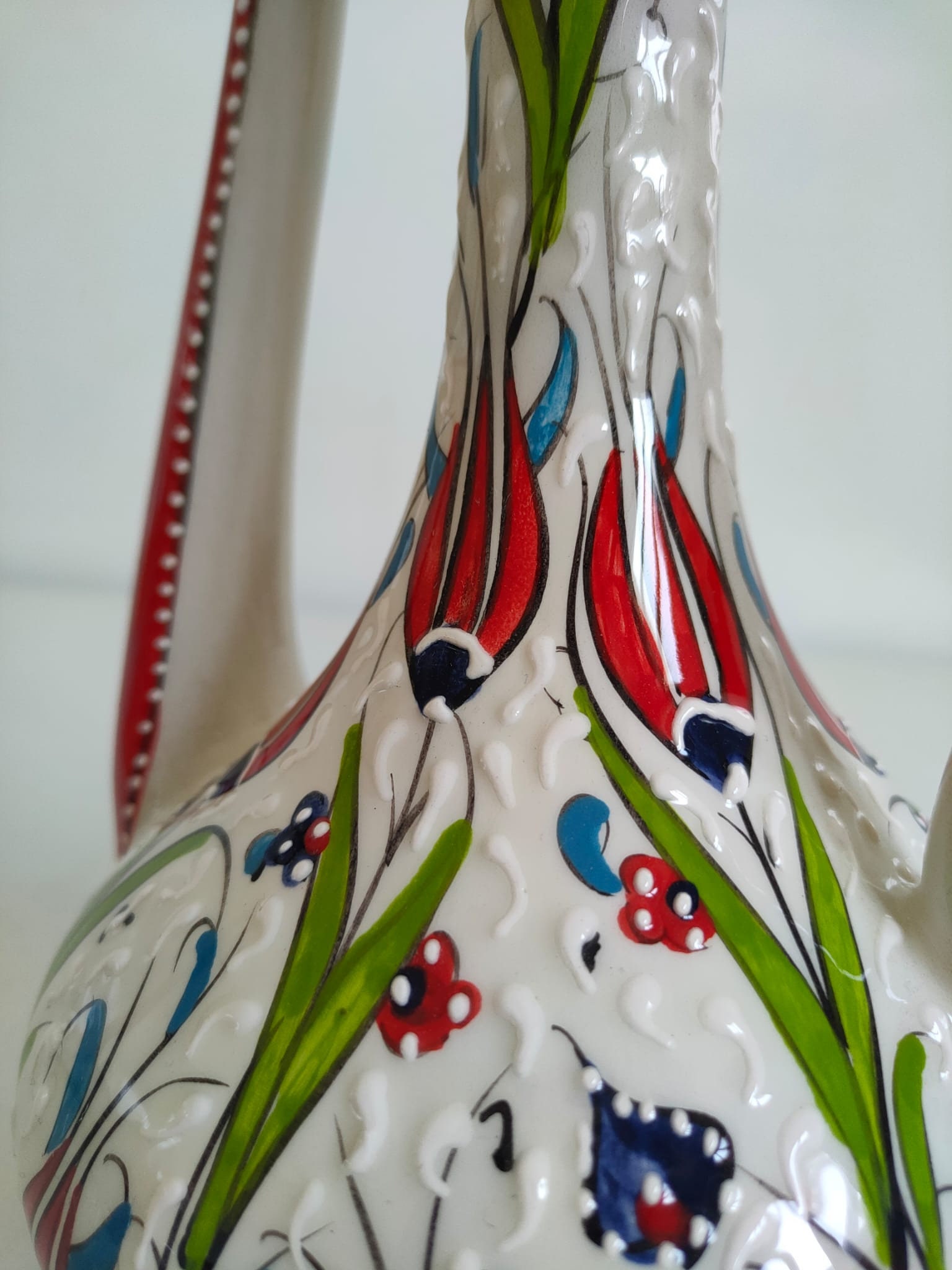 Decorative Turkish Ceramic Vase, Handmade Ceramic Colorful Vase