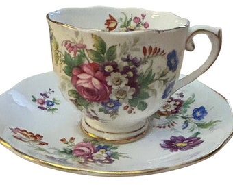 FloralVintage Roslyn Fine Bone China Minuet Cup & Saucer