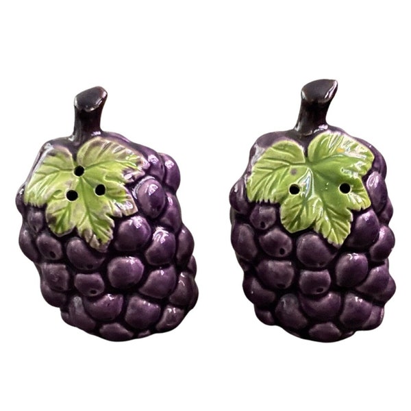 Vintage purple grape salt and pepper shakers