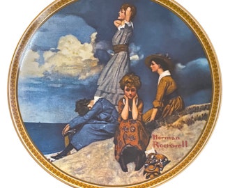 assiette de collection vintage Knowles Norman Rockwell "Waiting on the Shore"