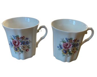 Pair of vintage Royal Grafton floral mugs