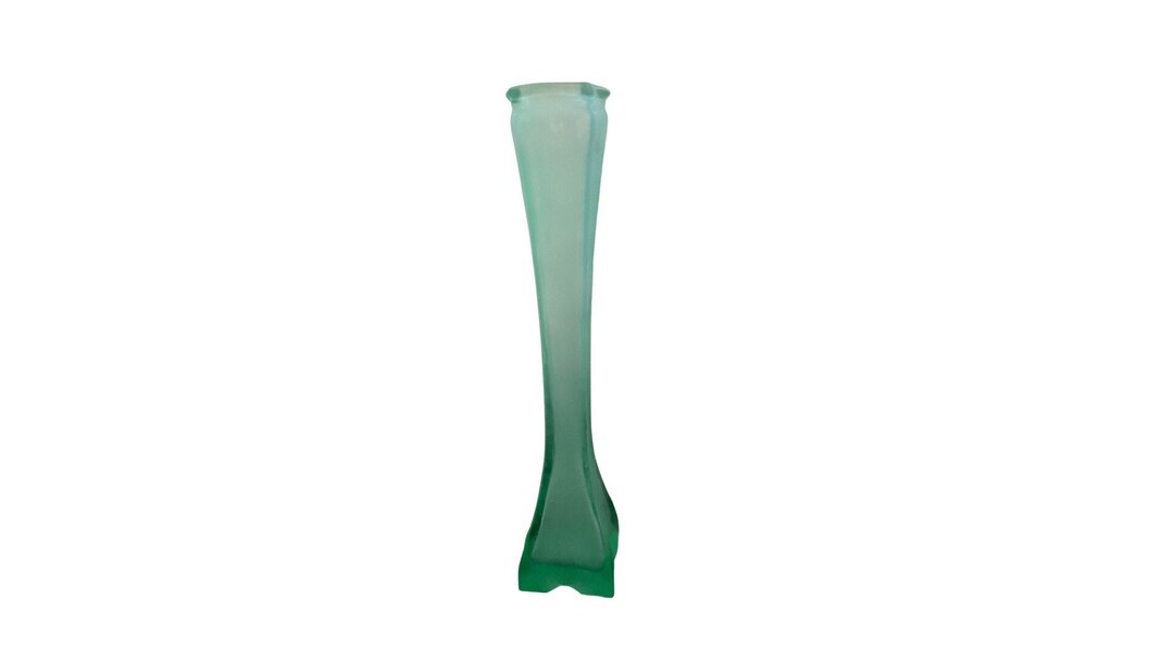 Vintage Green Frosted Glass Vase Etsy