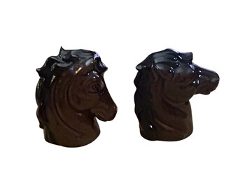 Vintage dark brown horse salt and pepper shakers