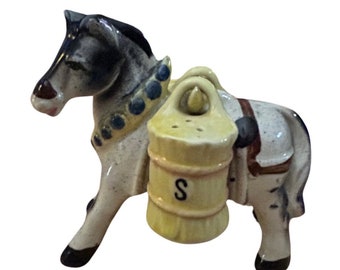 Vintage kitschy donkey carrying baskets salt and pepper shakers