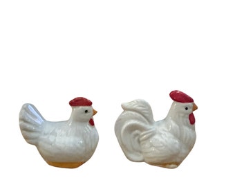 Vintage chicken and rooster salt and pepper shakers *Please read description