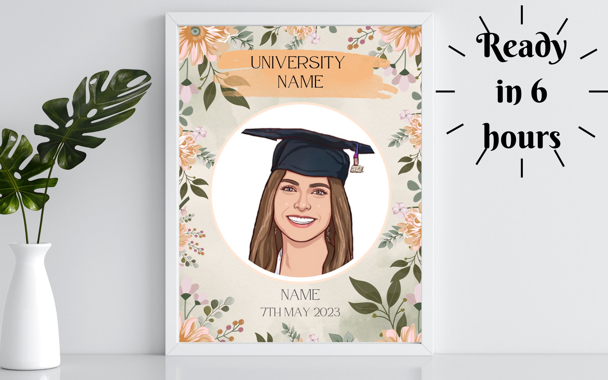 Custom Graduation Portrait Drawing, Unique Digital Graduation Artwork ...
