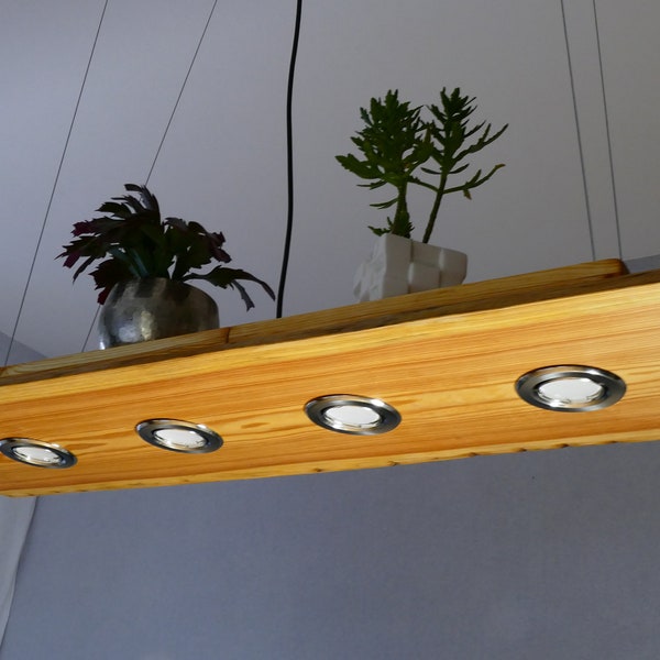 Deckenlampe (Hängelampe) aus Holz / Lärche / Warmweiß 4x 7 Watt
