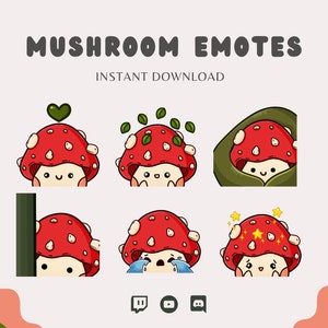Twitch Mushroom Emotes Cute Discord Streamer Emote Pack
