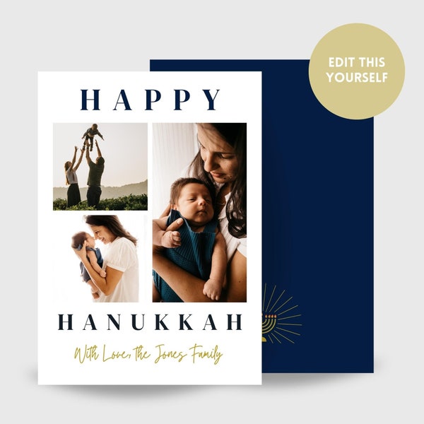 Happy Hanukkah Photo Card Template