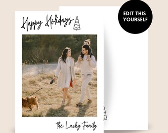 Minimalistic Happy Holiday Photo Card Template