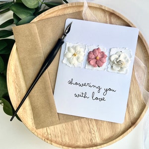 Handcrafted Floral Bridal Shower Card: Wedding Congrats Gift