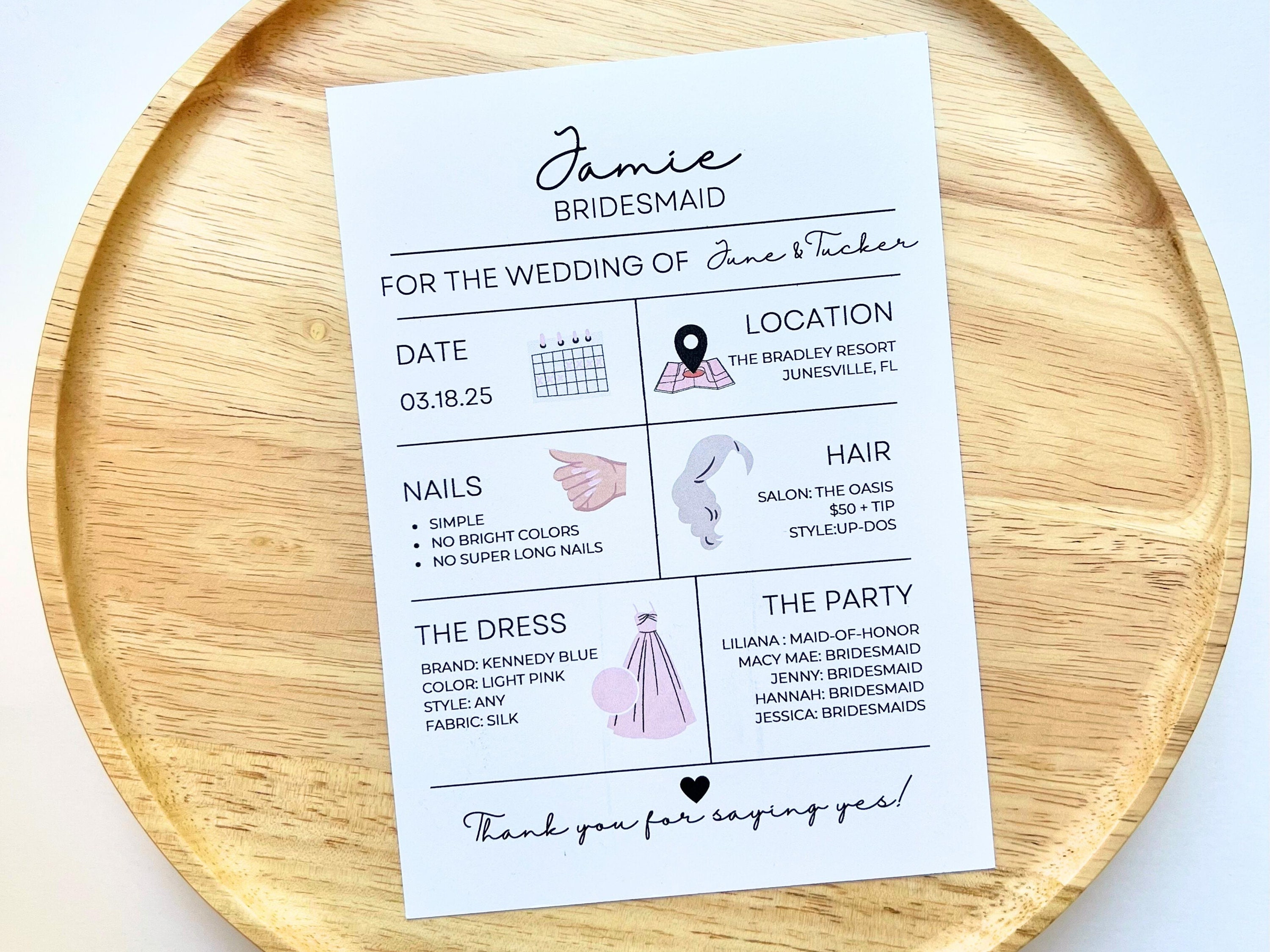 Bridesmaid Proposal Card Printable Bridesmaid Information Card Template Bridesmaid Proposal Card Printable Bridesmaid Information Card Template