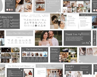 Modern Boho Wedding Planning PowerPoint Template: Bridesmaid Guide (Canva Editable)