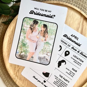 Bridesmaid Proposal Card: Bridal Party Information Card