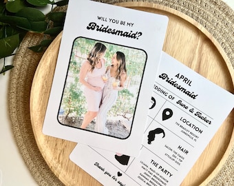 Bridesmaid Proposal Card: Bridal Party Information Card
