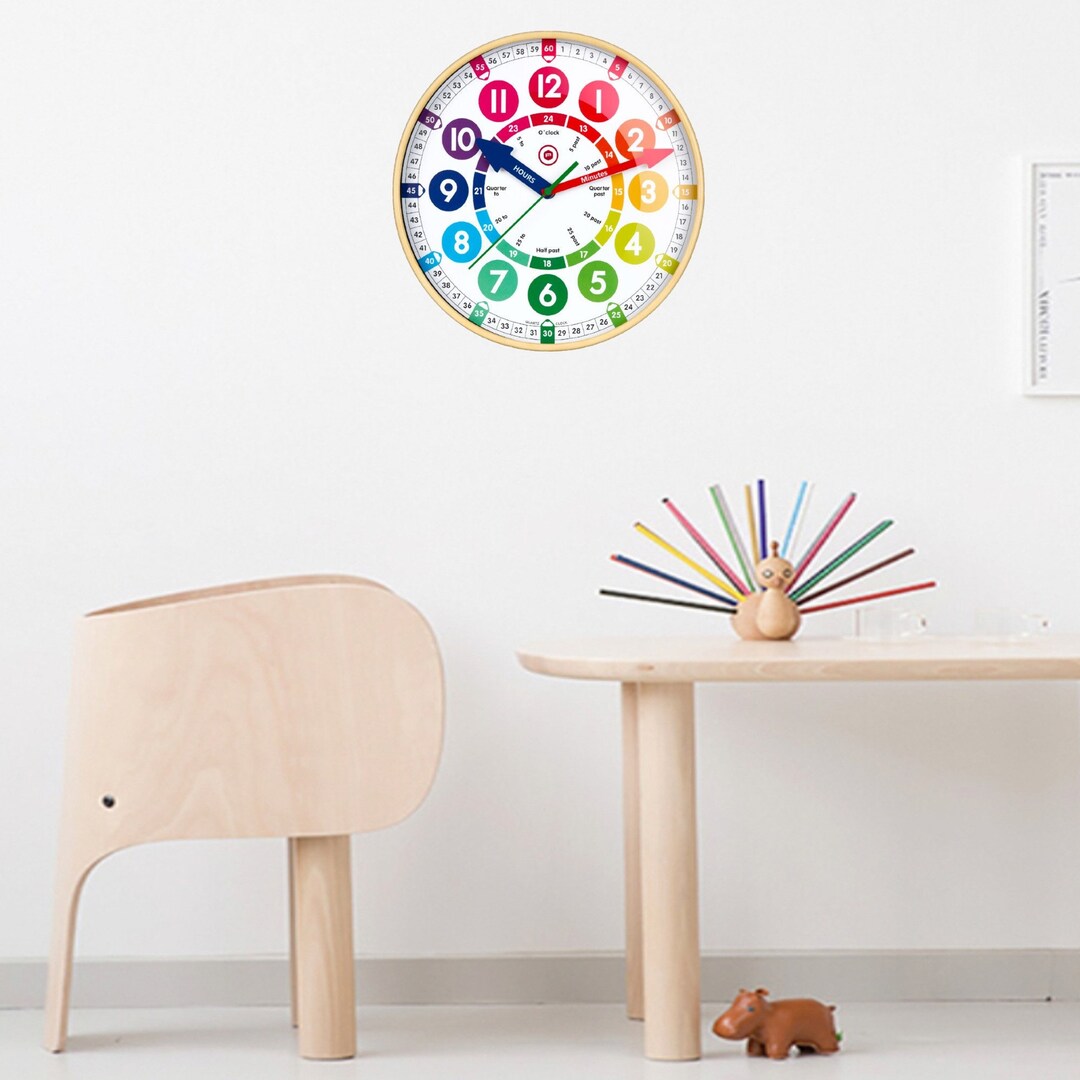 Childrens Large 12 Learning Wall Clock Learn to Tell the Time Etsy UK