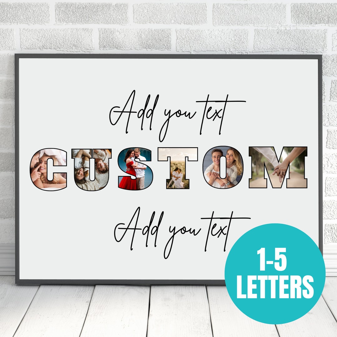 Custom Text Photo Collage Personalized 1-5 Letter Collage Custom Photo ...