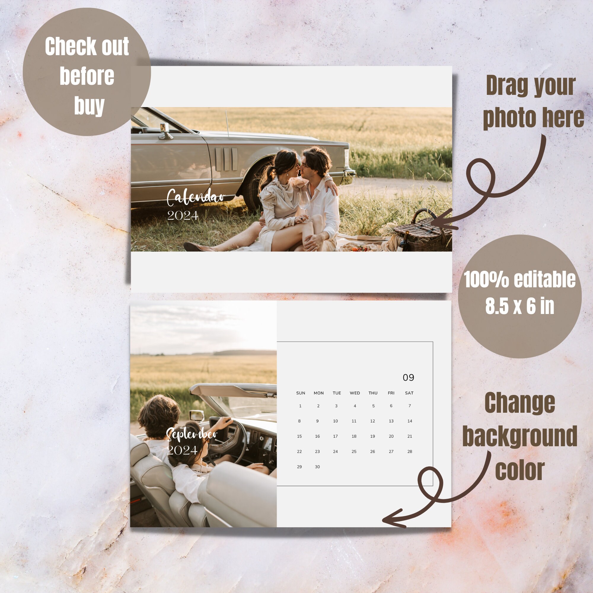 Minimalist Desk Calendar 2024 2024 Desk Calendar Template Fully ...
