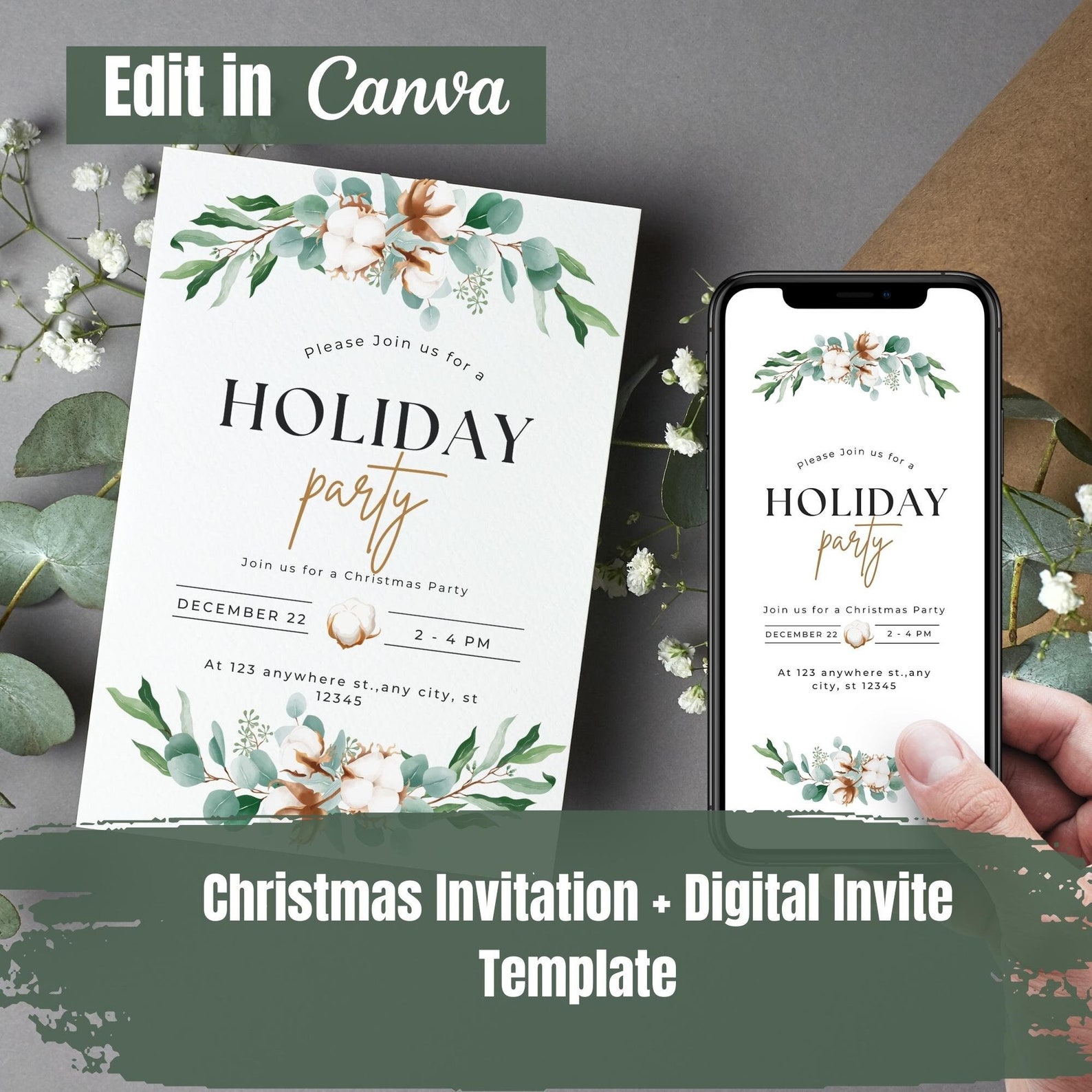 Holiday Party Invitation Template Christmas Evite - Etsy