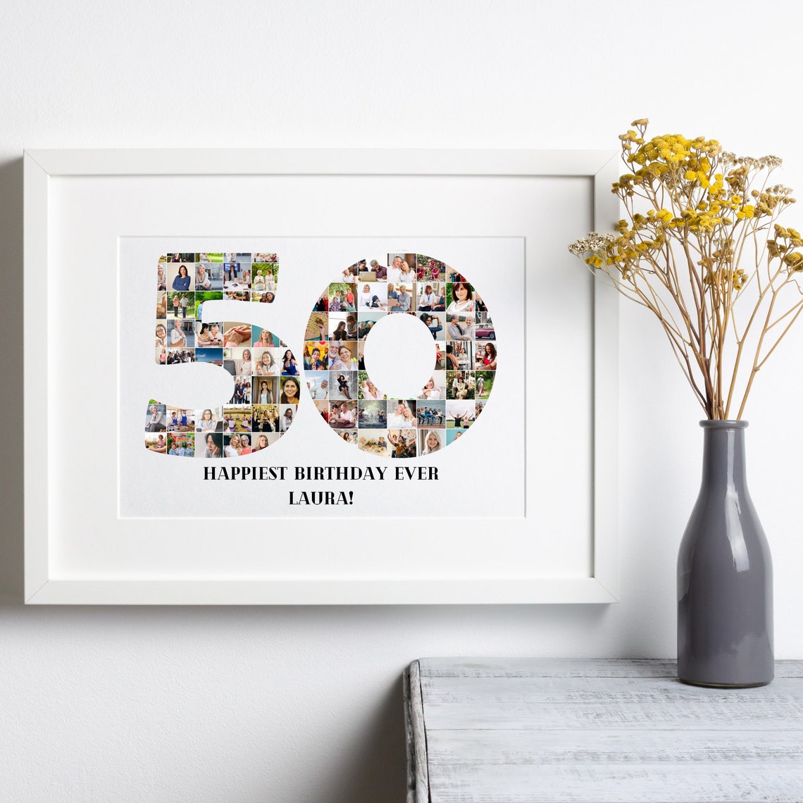 50th Birthday Photo Collage Number Photo Collage 50th Birthday Gift