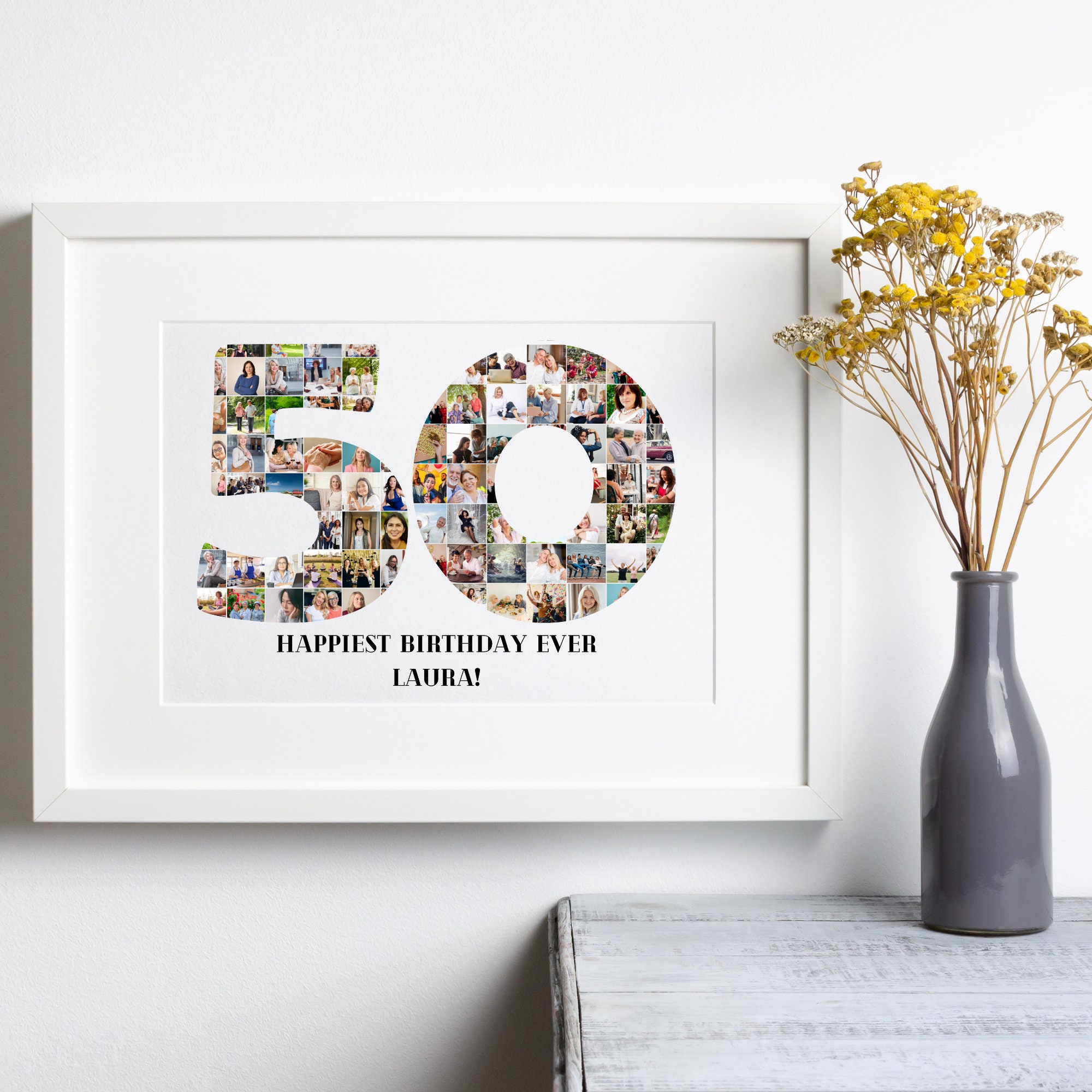 50th Birthday Photo Collage Number Photo Collage 50th Birthday Gift