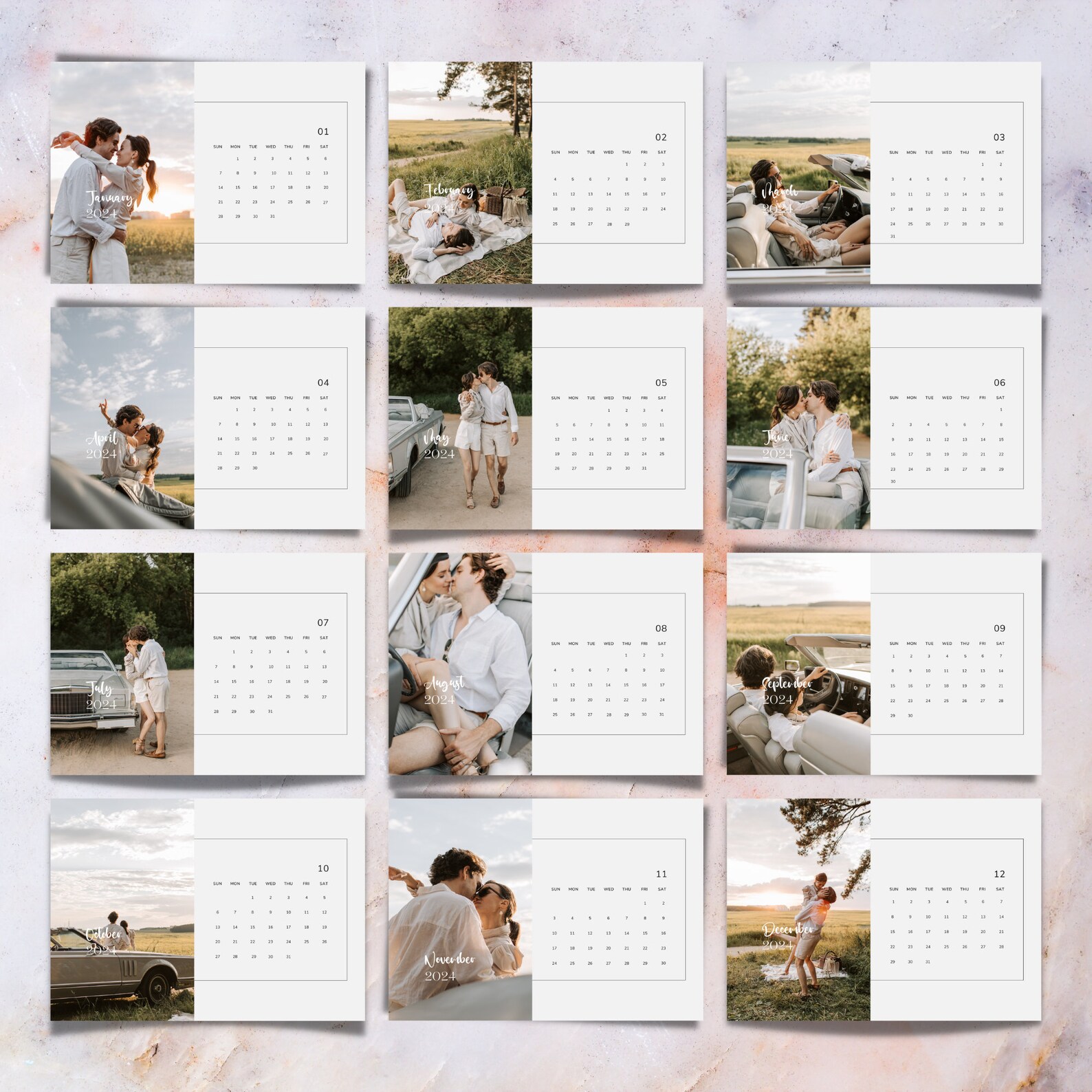 Minimalist Desk Calendar 2024 2024 Desk Calendar Template Fully ...