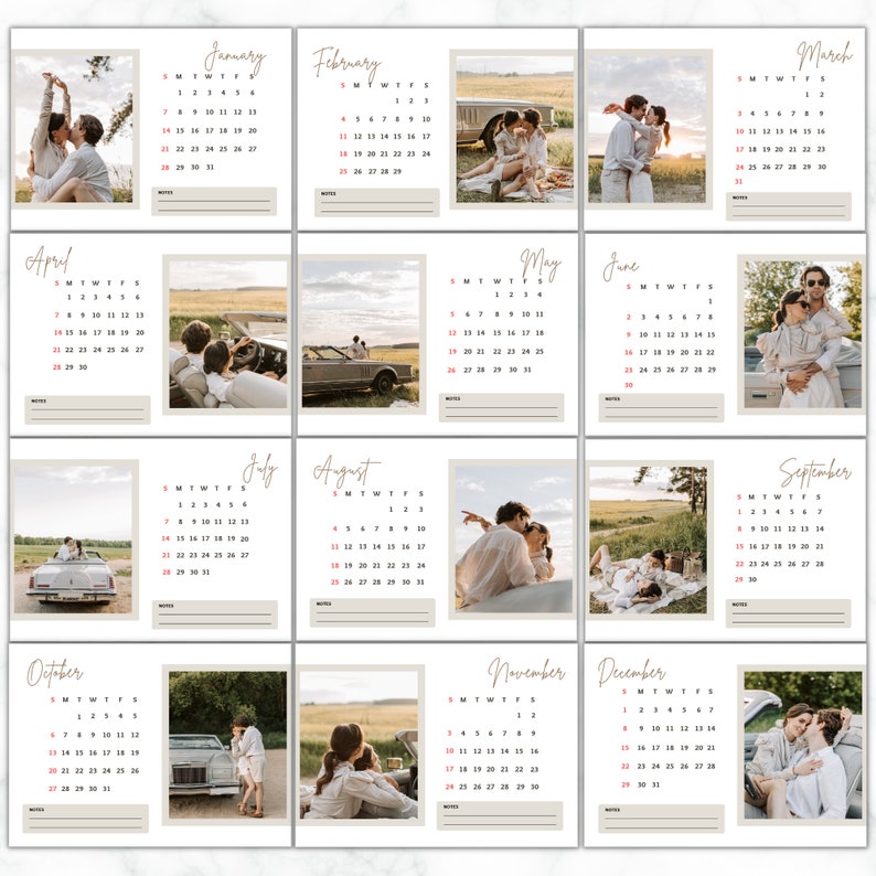 Desk Calendar Template 2024 Custom Photo Calendar 2024 Fully Editable