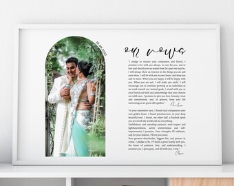 Our Vows Print with Photo | Wedding Gift | Wedding Vows Print | Personalized Anniversary Gift for Him| 1st Anniversary Gift |Vows Printable