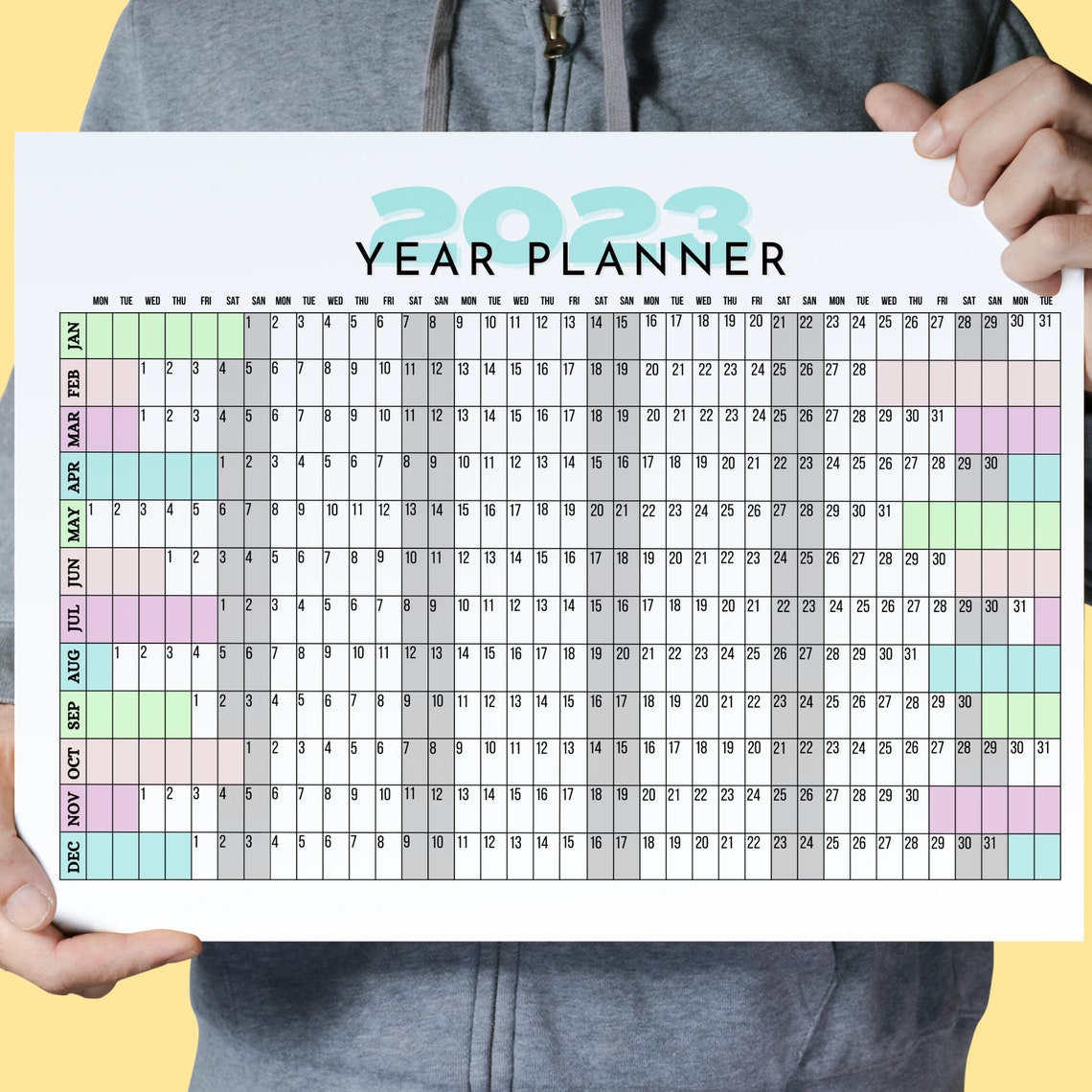 2023 Wall Planner 2023 Large Wall Calendar Editable Wall Etsy