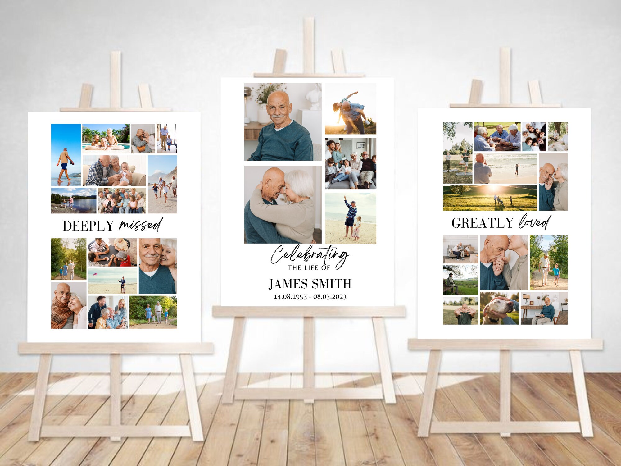 Funeral Sign Collage Templates Set Minimalist Funeral Photo Collage ...