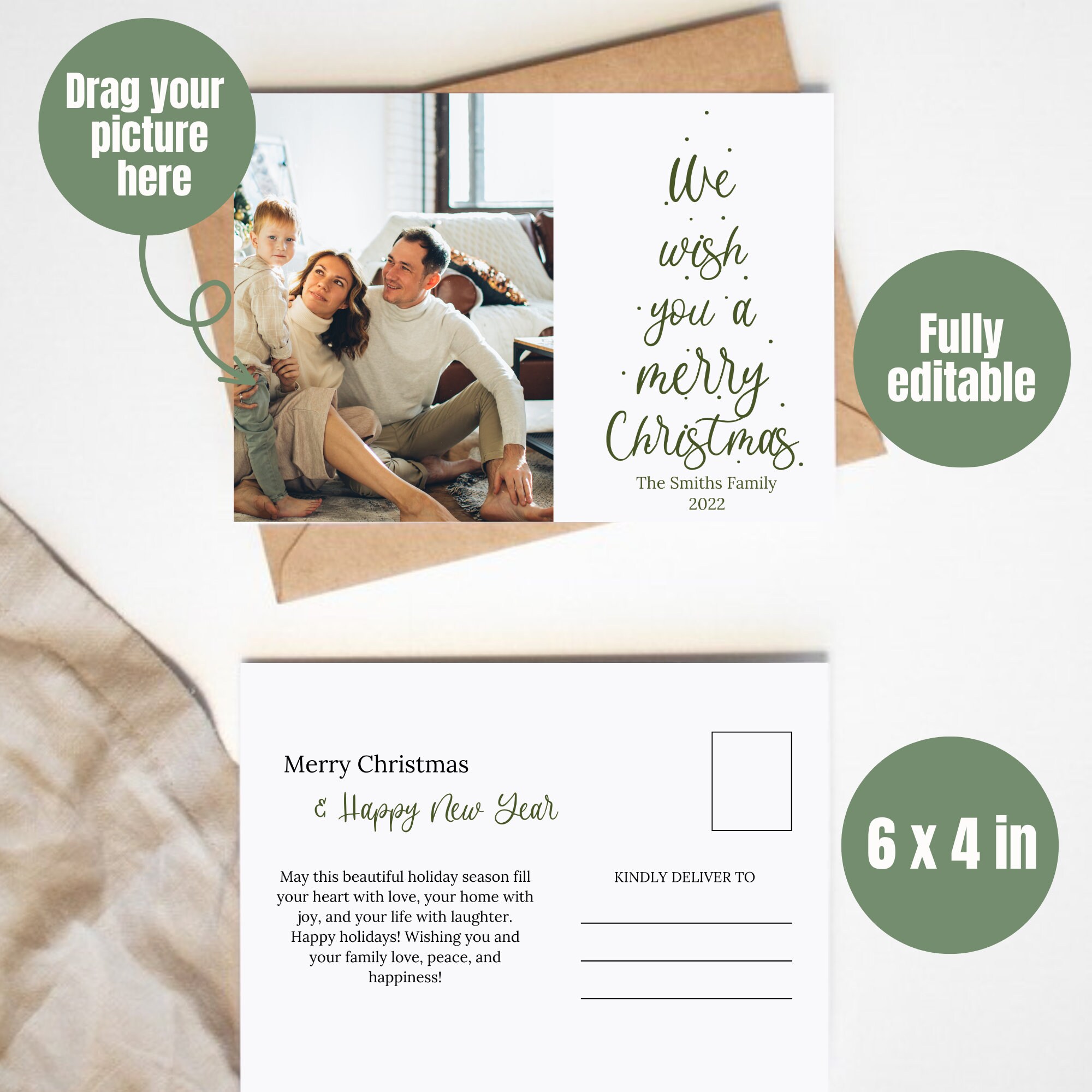 Christmas Postcard Template christmas Tree Canva Christmas Photo ...